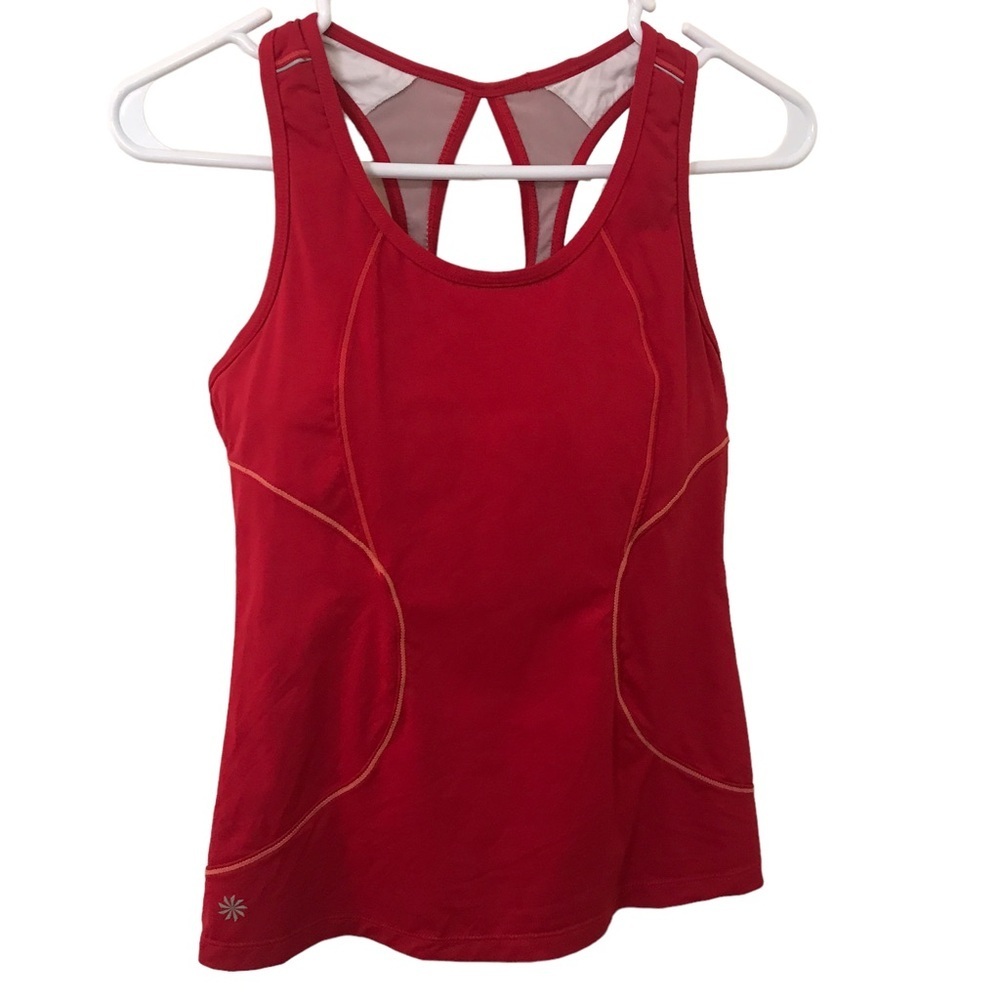 Athleta red padded built in sports bra athletic nylon spandex tank top Small